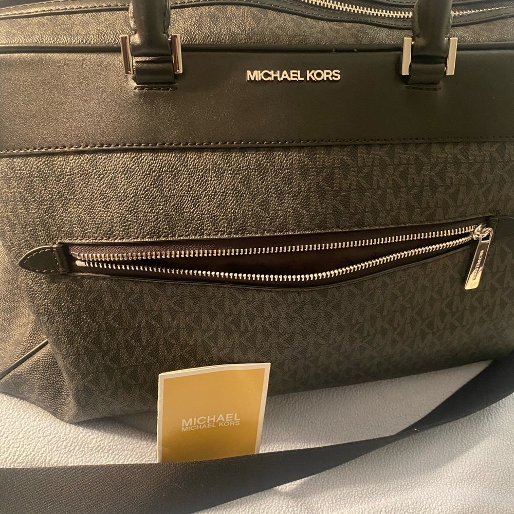 Michael Kors Black and Gray Large Logo Weekender Bag - Picture 2 of 3